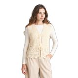 DeFacto Regular Fit Ajurlu Triko Yelek, S, Regular Fit Ajurlu Triko Yelek, Ekru-ER218, Kadın