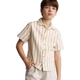 DeFacto Regular Fit Apaş Yaka Çizgili Kısa Kollu Erkek Çocuk Gömlek, 7-8 Yaş, H3044A826HS, Ekru-ER83, Erkek Çocuk