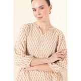 DeFacto Regular Fit Apaş Yaka Simli Kumaş Uzun Kollu Bluz, 2XL, E1626AX25SP, Kahve-BN233, Kadın