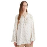 DeFacto Regular Fit Apaş Yaka Simli Kumaş Uzun Kollu Bluz, XL, E0779AX25SP, Ekru-ER98, Kadın