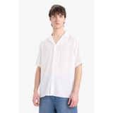 DeFacto Regular Fit Apaş Yaka Yazlık Kısa Kollu Beyaz Gömlek, M, E2533AX25SM, Beyaz-WT34, Erkek