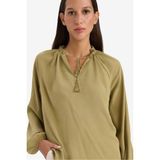 DeFacto Regular Fit Bağcıklı Yaka Krinkıl Kumaş Uzun Kollu Bluz E9429AX25SM - Haki