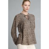 DeFacto Regular Fit Bağlamalı Bisiklet Yaka Leopar Desenli Uzun Kollu Bluz N1809AZ26AU