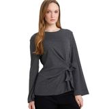 DeFacto Regular Fit Bağlamalı Tişört, 2XL, G2798AX26SP, Antrasit-AR169, Kadın