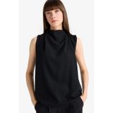 Defacto Regular Fit Balıkçı Yaka Krep Kolsuz Bluz F9149ax25wnbk27 Siyah