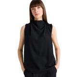DeFacto Regular Fit Balıkçı Yaka Krep Kolsuz Bluz, L, F9149AX25WN, Siyah-BK27, Kadın
