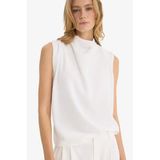 DeFacto Regular Fit Balıkçı Yaka Krep Kolsuz Bluz, XS, F9149AX25WN, Beyaz-WT84, Kadın