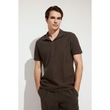 DeFacto Regular Fit Basic Bisiklet Yaka Kısa Kollu Polo Tişört, XL, G6010AX26SM, Kahve-BN192, Erkek