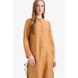 DeFacto Regular Fit Basic Düz Yanları Bağcıklı Uzun Kollu Tesettür Gömlek Tunik F2182AX25SMBN563