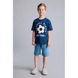 DeFacto Regular Fıt Baskılı 2'li İndigo Pijama Takımı Erkek Çocuk H8193A826HS