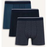 DeFacto Regular Fit Baskılı 3'lü Boxer D2314AX25AU - Lacivert-NV135 - Dropsuz - 2XL