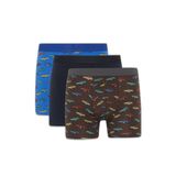 DeFacto Regular Fit Baskılı 3'lü Boxer, S, G9301AX26SP, Lacivert-NV135, erkek