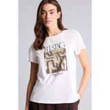 DeFacto Regular Fit Baskılı T-Shirt Ekru, S, H1395AX26SM, Ekru-ER105, Kadın