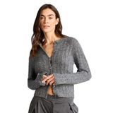 DeFacto Regular Fit Bisiklet Yaka Ajurlu Hırka, M, H3795AX26SP, Gri-GR156, Kadın