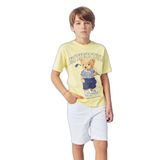 DeFacto Regular Fit Bisiklet Yaka Ayıcıklı Kısa Kollu Tişört Erkek Çocuk, 13-14 Yaş, H2953A826SM, Sarı-YL273, Erkek Çocuk