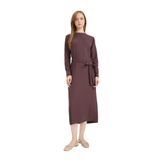DeFacto Regular Fit Bisiklet Yaka Bağlamalı Uzun Kollu Maxi Elbise, S, D9063AX25SP, Kahve-BN277, Kadın