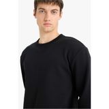 DeFacto Regular Fit Bisiklet Yaka Basic Düz Kalın Sweatshirt, XXL, T3777AZ25AU, Siyah, erkek
