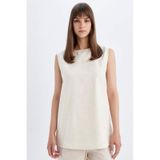 DeFacto Regular Fit Bisiklet Yaka Basic Düz Keten Karışımlı Kolsuz Tunik D2953AX24HSER234