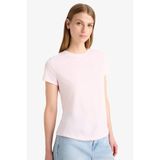 DeFacto Regular Fit Bisiklet Yaka Basic Düz Kısa Kollu Tişört, S, F4213AXNS, Pembe-PN38, Kadın