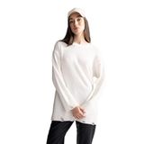 DeFacto Regular Fit Bisiklet Yaka Basic Düz Triko Kazak Tunik Ekru XL