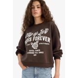 DeFacto Regular Fit Bisiklet Yaka Baskılı Sweatshirt, M, E8602AX25WN, Kahve-BN258, kadın