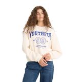 DeFacto Regular Fit Bisiklet Yaka Baskılı Sweatshirt, XL, E9502AX25WN, Beyaz-WT32, kadın