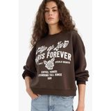 DeFacto Regular Fit Bisiklet Yaka Baskılı Sweatshirt, XS, E8602AX25WN, Kahve-BN258, kadın