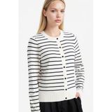DeFacto Regular Fit Bisiklet Yaka Çizgili Hırka, 2XL, G7860AX26SP, Ekru-ER105, Kadın
