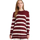 Defacto Regular Fit Bisiklet Yaka Çizgili Kazak Tunik C6031AX25WN, M, Bordo