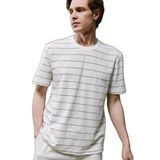 DeFacto Regular Fit Bisiklet Yaka Çizgili Tişört, 2XL, G6006AX26SM, Ekru-ER100, Erkek
