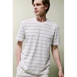 DeFacto Regular Fit Bisiklet Yaka Çizgili Tişört, 3XL, G6006AX26SM, Ekru-ER100, Erkek