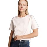 DeFacto Regular Fit Bisiklet Yaka Desenli Penye Kısa Kollu Tişört, 2XL, G2878AX26SP, Ekru-ER105, Kadın
