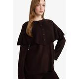 Defacto Regular Fit Bisiklet Yaka Düğme Detaylı Triko Tunik, Kahve, S