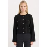 DeFacto Regular Fit Bisiklet Yaka Hırka, L, E5562AX24CW, Siyah-BK81, Kadın