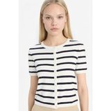 DeFacto Regular Fit Bisiklet Yaka Hırka, M, D6268AX25AU, Ekru, Kadın