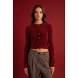DeFacto Regular Fit Bisiklet Yaka Hırka, M, E2428AX24WN, Bordo-BR248, Kadın