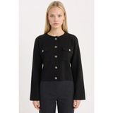Defacto Regular Fit Bisiklet Yaka Hırka, M, E5562AX24CW, Siyah, Kadın