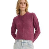 DeFacto Regular Fit Bisiklet Yaka Hırka, S, F3031AX25WN, Mor-PR160, Kadın