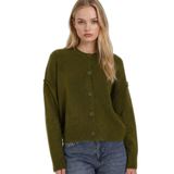 DeFacto Regular Fit Bisiklet Yaka Hırka, S, G5018AX26SP, Haki-KH54, Kadın