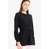 DeFacto Regular Fit Bisiklet Yaka İçi Yumuşak Tüylü Selanik Kumaş Uzun Kollu Tunik F4156AX25SPBK81