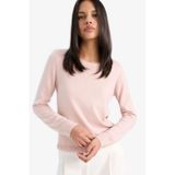 Defacto Regular Fit Bisiklet Yaka Kadın Triko Kazak F7091AZ25WNPN638 - Pembe