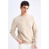 Defacto Regular Fit Bisiklet Yaka Kalın Basic Düz Sweatshirt, 2XL, T3777AZ25SP, Bej-BG735, Erkek, XXL