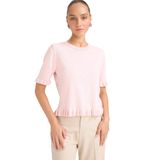 DeFacto Regular Fit Bisiklet Yaka Kazak, L, G0186AX25AU, Pembe-PN525, Kadın