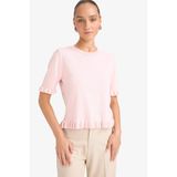 DeFacto Regular Fit Bisiklet Yaka Kazak, XL, G0186AX25AU, Pembe-PN525, Kadın