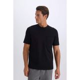 DeFacto Regular Fit Bisiklet Yaka Kısa Kollu Ağır Kumaş Siyah Tişört, L, D8931AX25SP, Siyah-BK81, Erkek