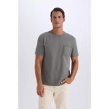 DeFacto Regular Fit Bisiklet Yaka Kısa Kollu Ağır Kumaş Tişört, S, D7228AX25SP, Haki-KH496, Erkek