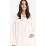 DeFacto Regular Fit Bisiklet Yaka Krinkıl Kumaş Uzun Kollu Bluz E9429AX25SM - Ekru-ER85 - XL