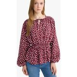 DeFacto Regular Fit Bisiklet Yaka Puantiyeli Uzun Kollu Bluz E9920AX25AU - Bordo-BR375 - XL