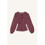 Defacto Regular Fit Bisiklet Yaka Puantiyeli Uzun Kollu Bluz E9920ax25aubr375 Bordo