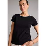 DeFacto Regular Fit Bisiklet Yaka Ribana Kısa Kollu Tişört, S, F9831AX26SM, Siyah-BK81, Kadın